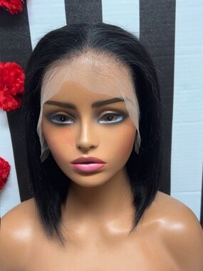 Black Lace Front Bob Wig - Natural Straight Hair